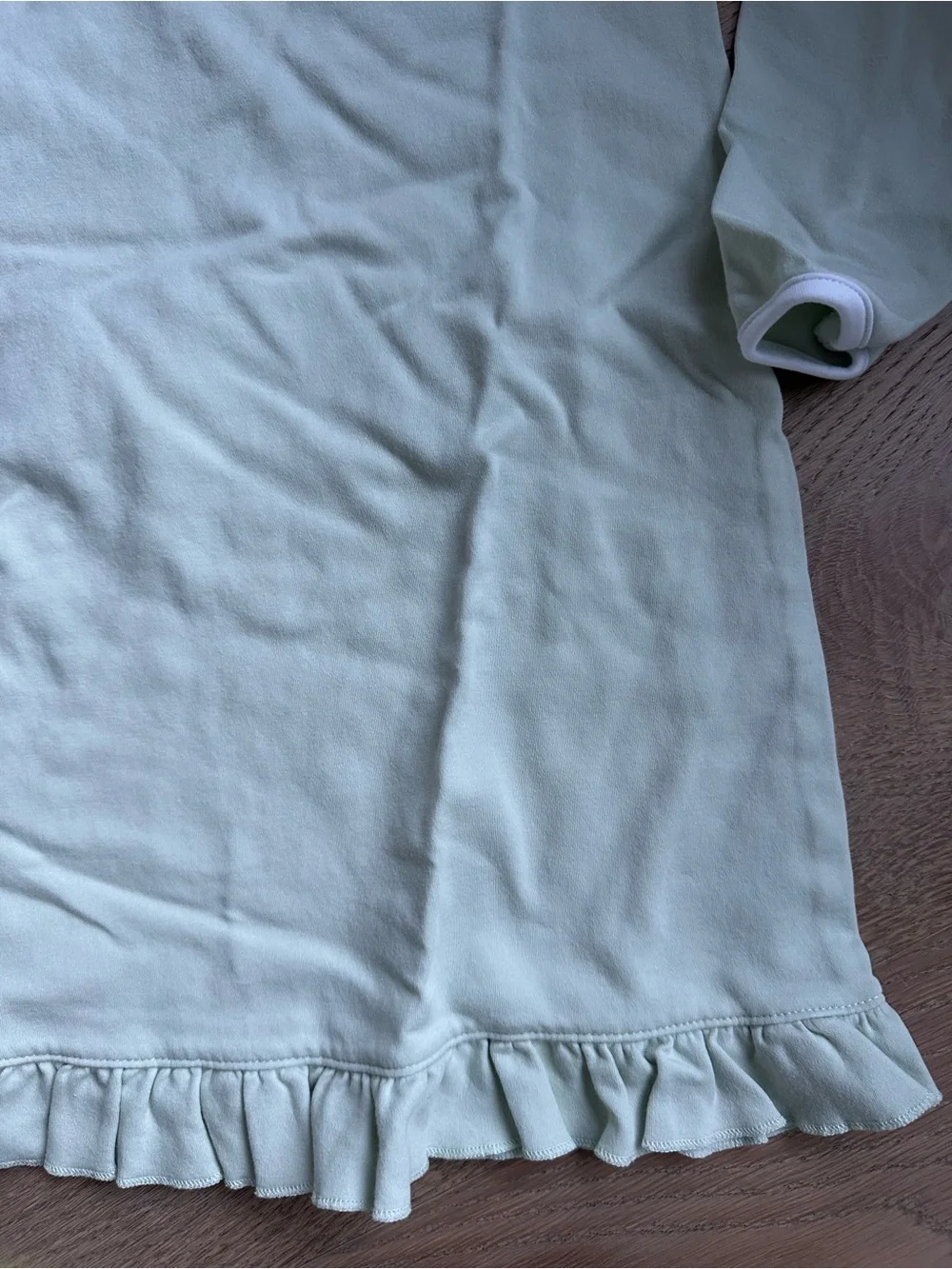 Miocotton Long Sleeve Ruffle Hem Pajama Nightgown 100% cotton - Light Mint 8